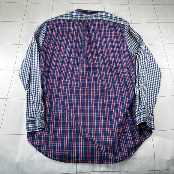 Vineyard Vines Shirt Mens Medium Blue Mixed Plaid Slim Fit Tucker Button Down - Picture 2 of 8